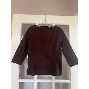 Banana Republic Brown Stretch 3/4 Length Sleeve Blouse w/ Zipper on Side